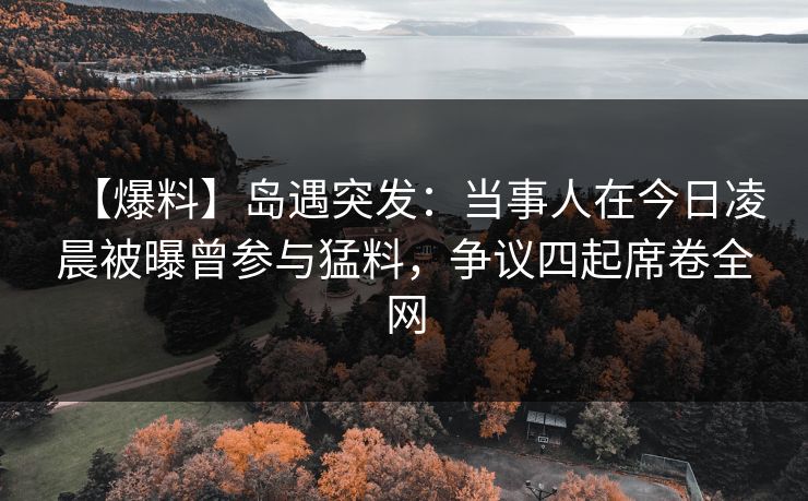 【爆料】岛遇突发：当事人在今日凌晨被曝曾参与猛料，争议四起席卷全网